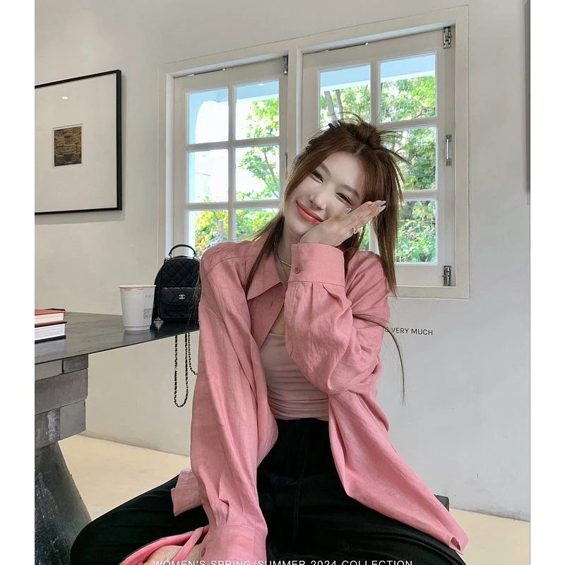 YESWOMEN特调亚麻衬衫·透氣防晒衫春夏多巴胺XY5342A3737