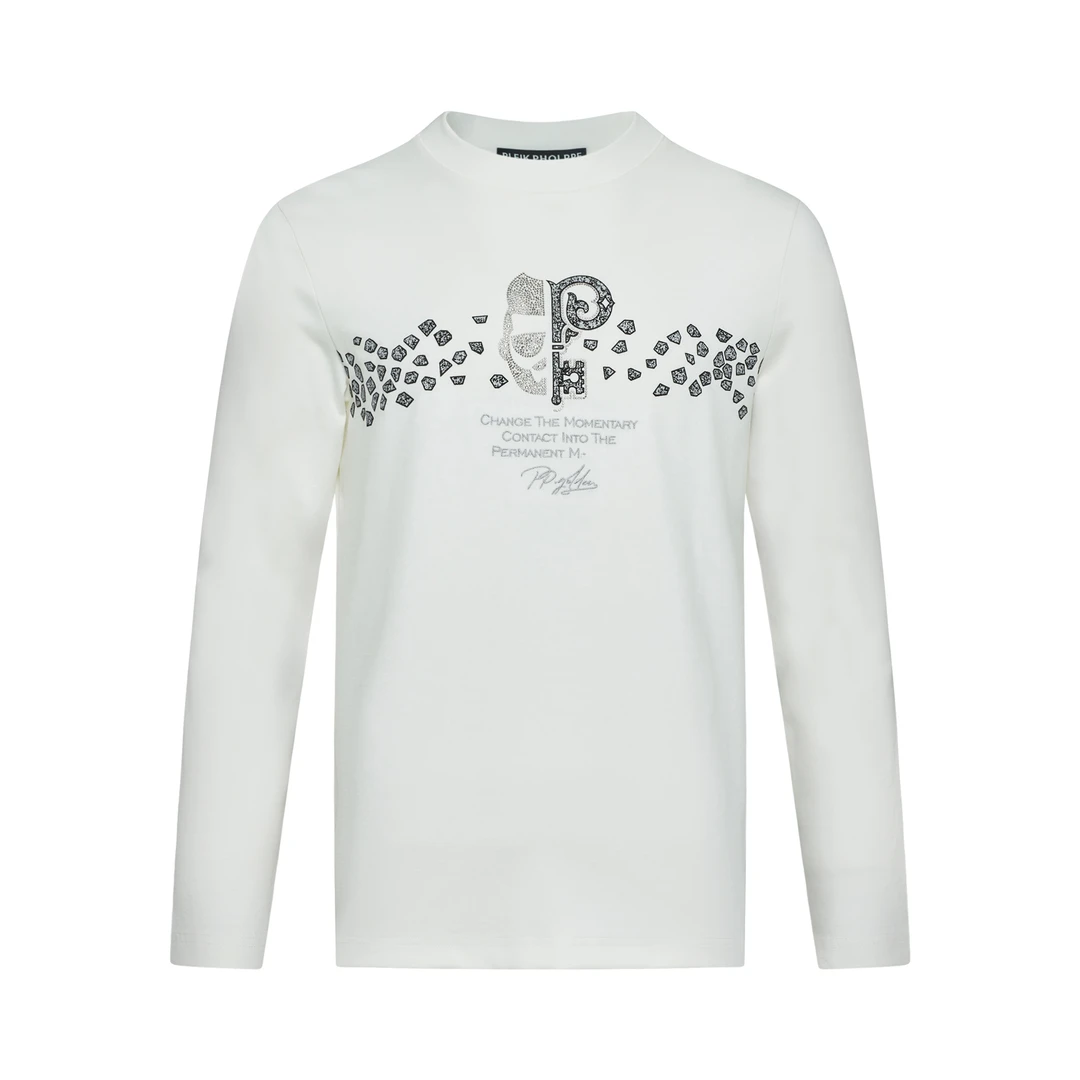 PLEIKPHOLPPE男士春秋时尚百搭烫钻刺绣logo长袖T恤GTC5221600