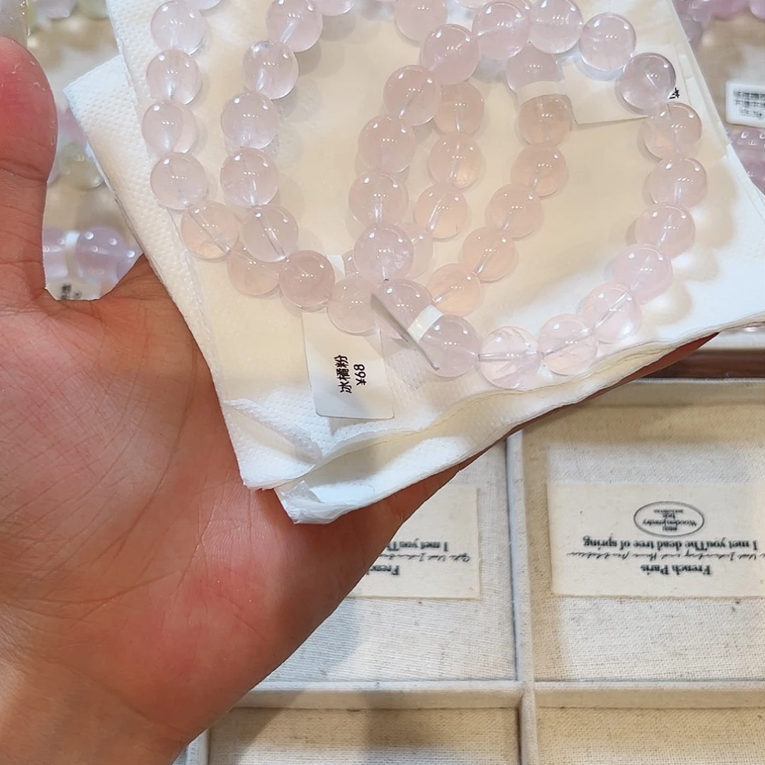 水晶手链未镶嵌冰橘粉10m 不参与任何福利