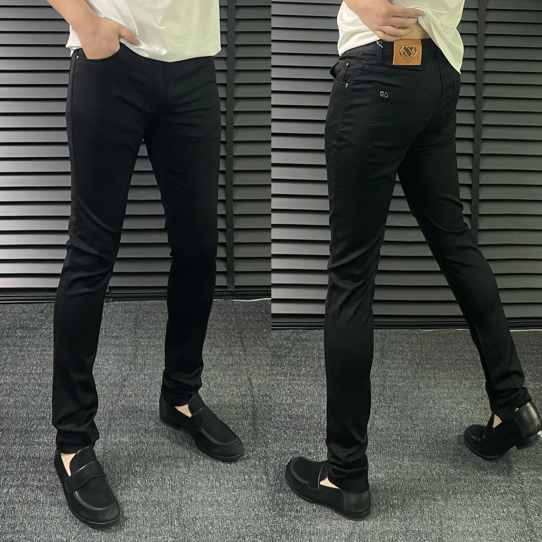 6887春夏新款男士黑色修身小直筒弹力牛仔裤
