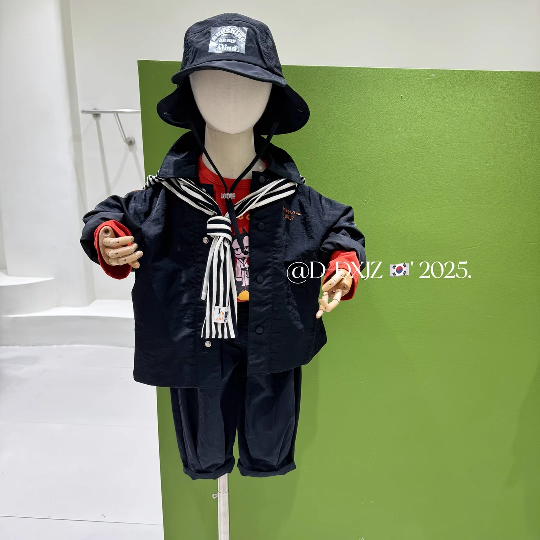 【3月22号大上新】春款儿童韩版休闲百搭儿童卡绳宽松风衣外套 8025