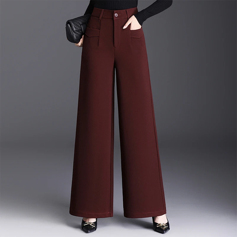 垂感女裤新款时尚拖地长裤秋季休闲裤爆款阔腿裤高腰显瘦通勤毛呢