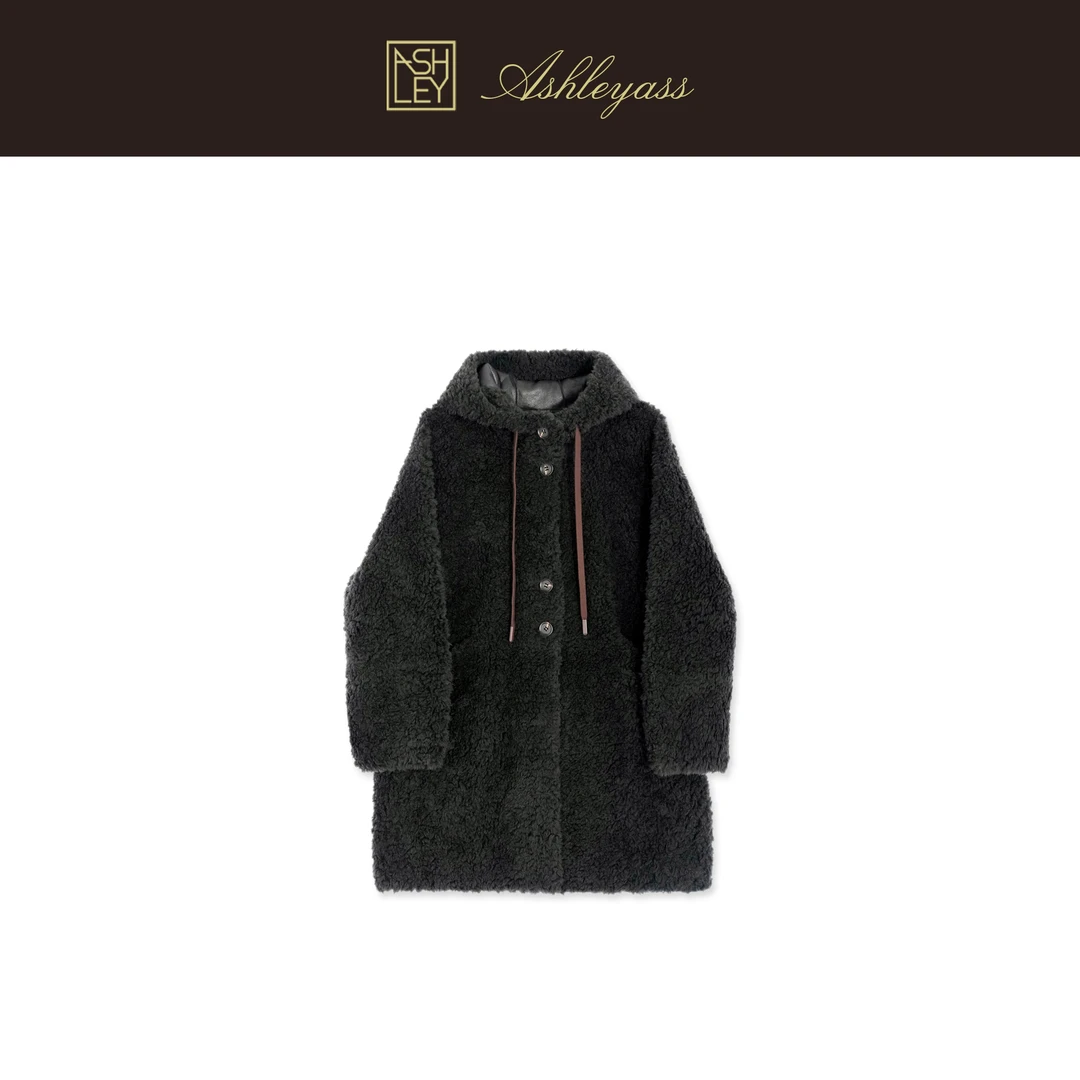 【ASHLEYASS】“挪威森林”羊毛连帽慵懒廓形森棕颗粒外套LSE251502S