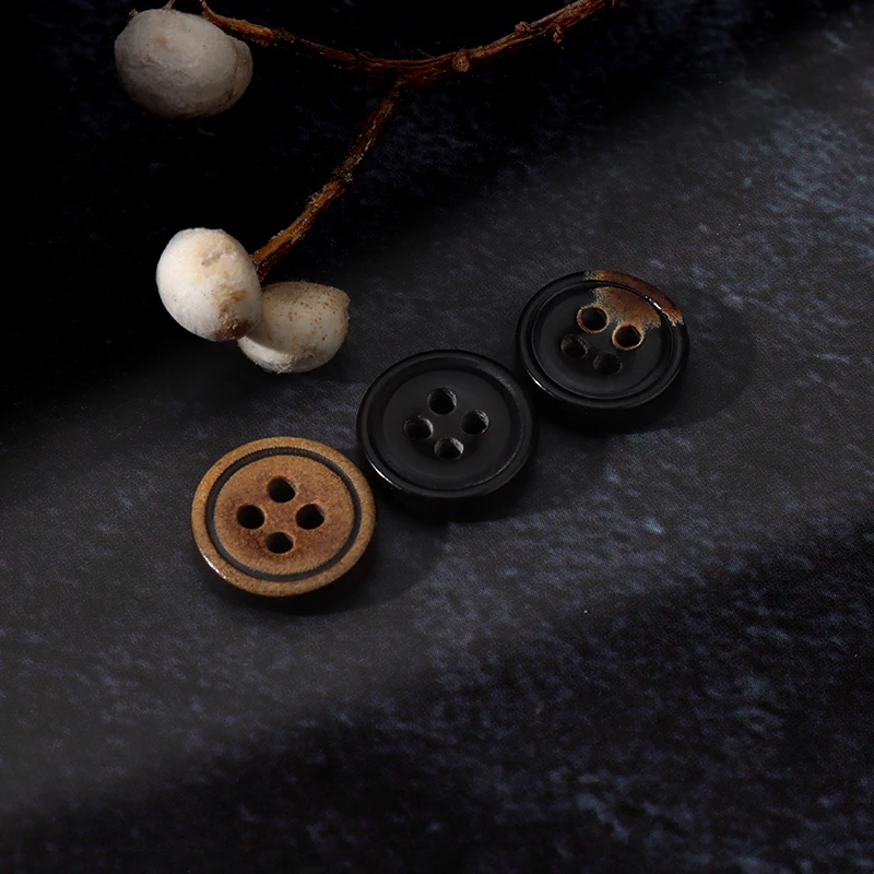 天然牛角纽扣圆形复古衬衫开衫手缝diy纽扣儿童衣服小纽扣