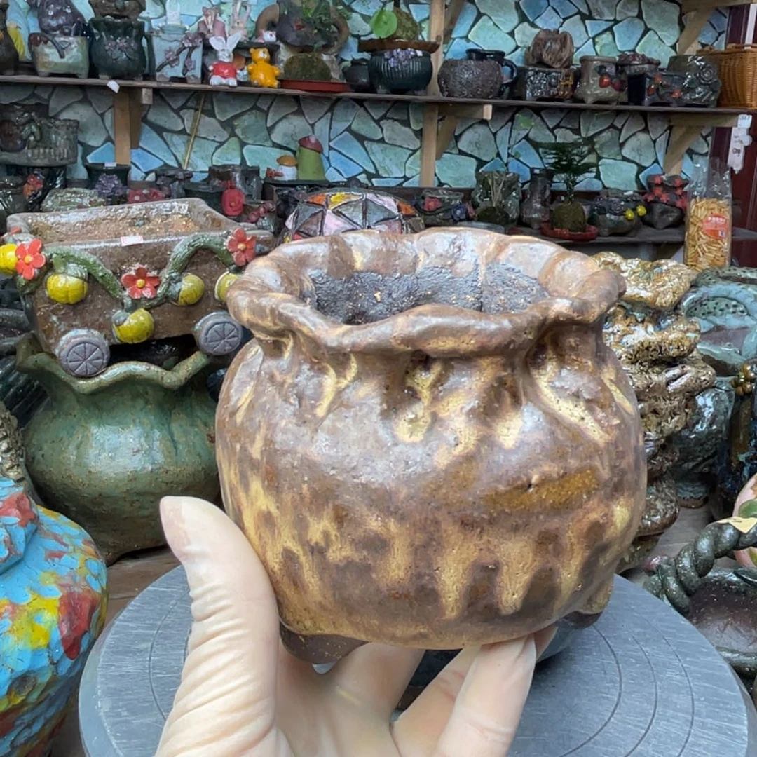 红陶粗砂陶瓷花盆