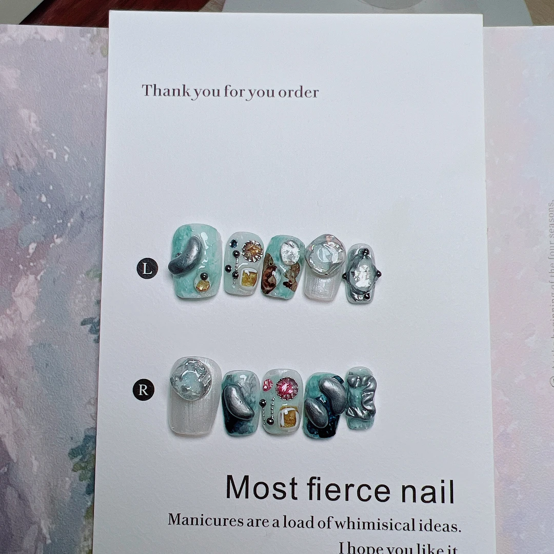 海天一色~最猛指甲盖儿气质手工穿戴甲