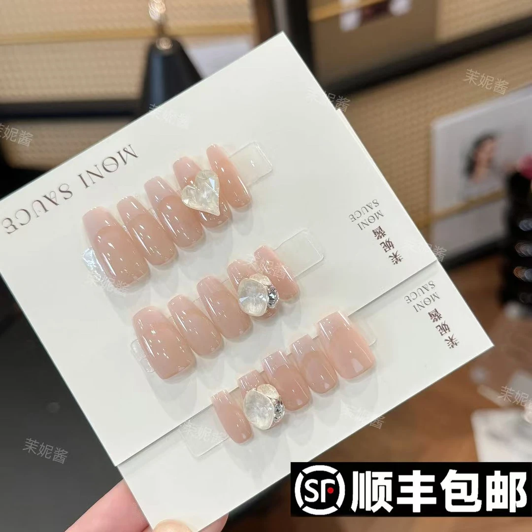 【亚麻白·高定施华洛】moni sauce茉妮酱设计穿戴甲气质流行经典ins