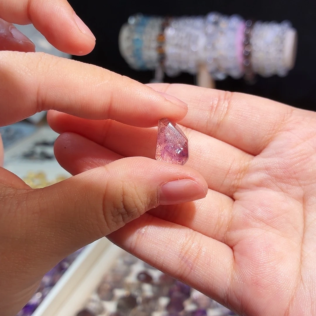 吊坠(不含链)水晶未镶嵌紫超七 随形 打孔定制不退换