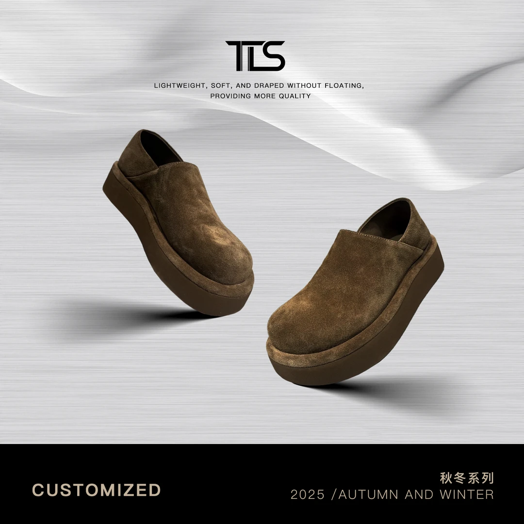 TT【土豆鞋】羊皮绒面真皮厚底博肯一脚蹬懒人舒适百搭小皮鞋X5015