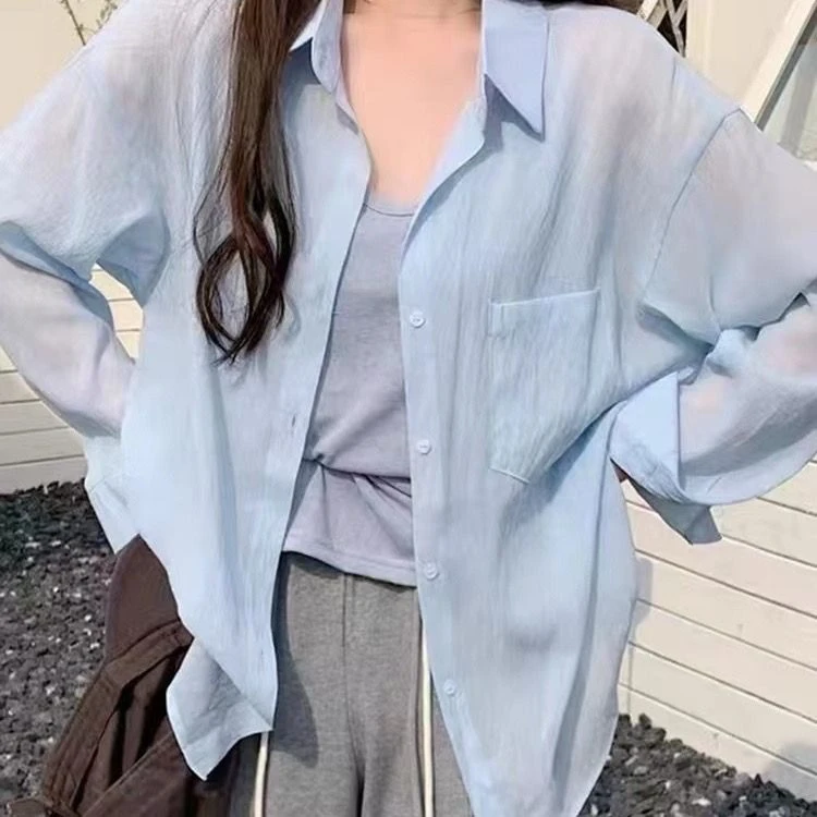 衬衫女夏季薄款衬衣法式高级感长袖开衫上衣外套