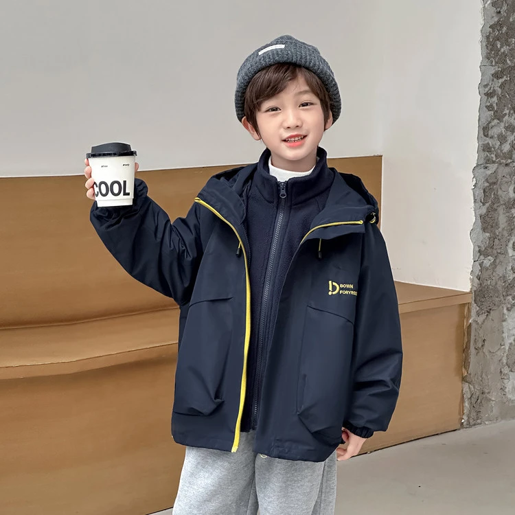 儿童装男童冲锋衣三合一春秋款2025新款秋冬季中大童男孩秋装外套