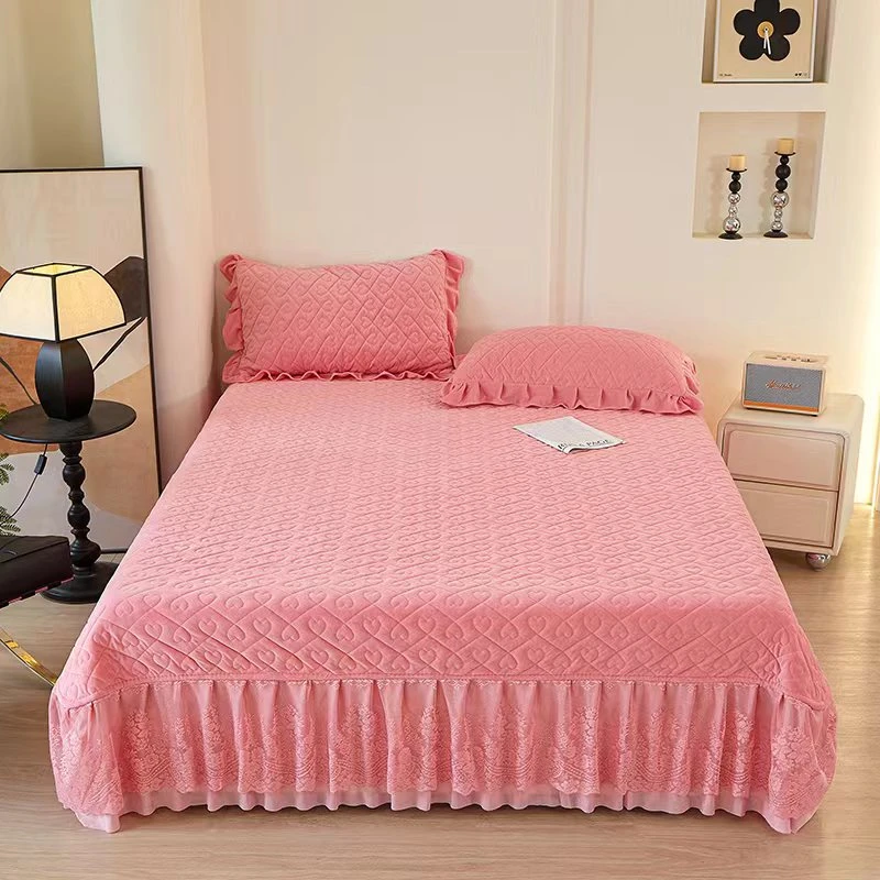 蕾丝款 【单床盖】婴儿绒加厚 加棉 床裙款单床盖