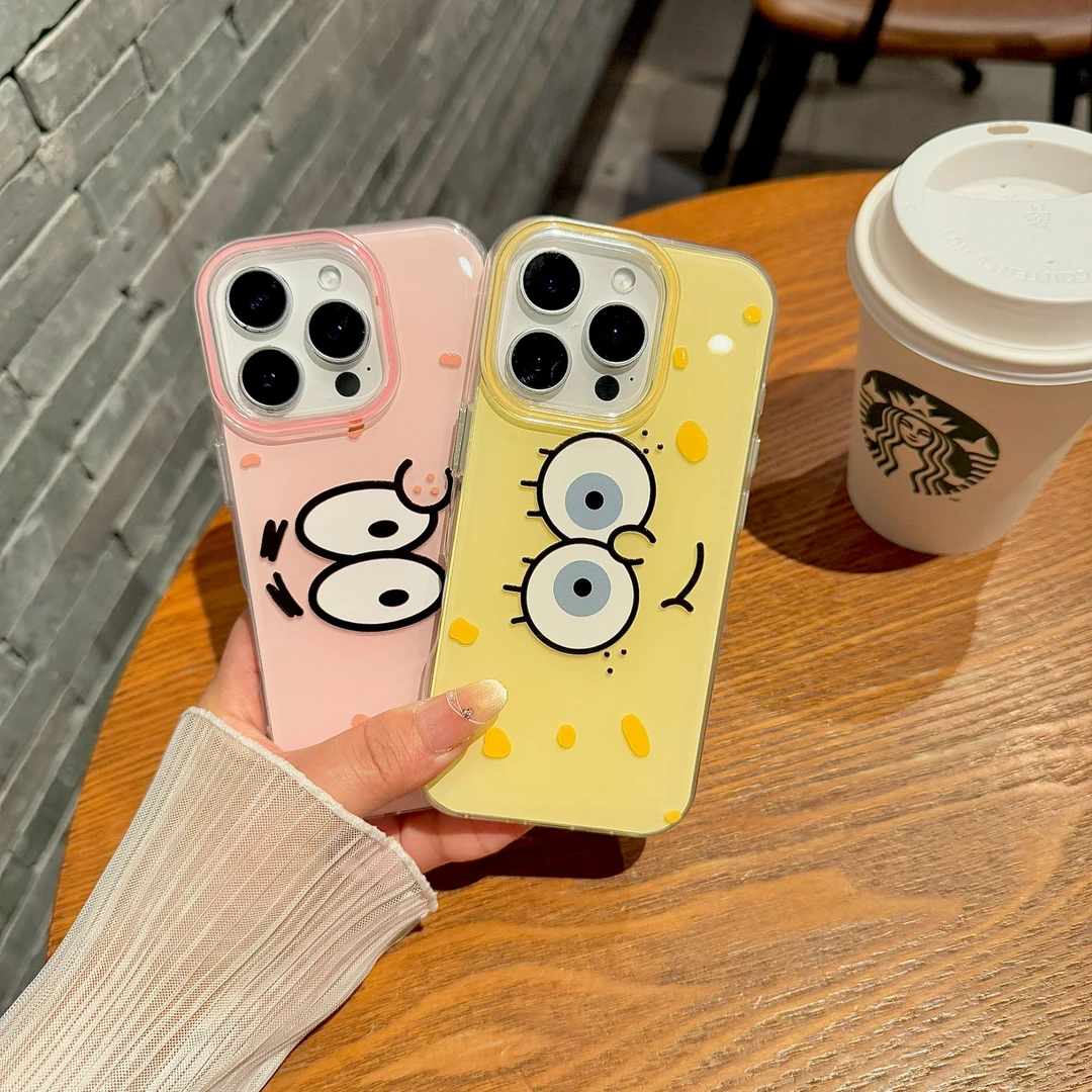 横版派大星适用苹果16promax海绵宝宝手机壳iPhone15情侣新款14大