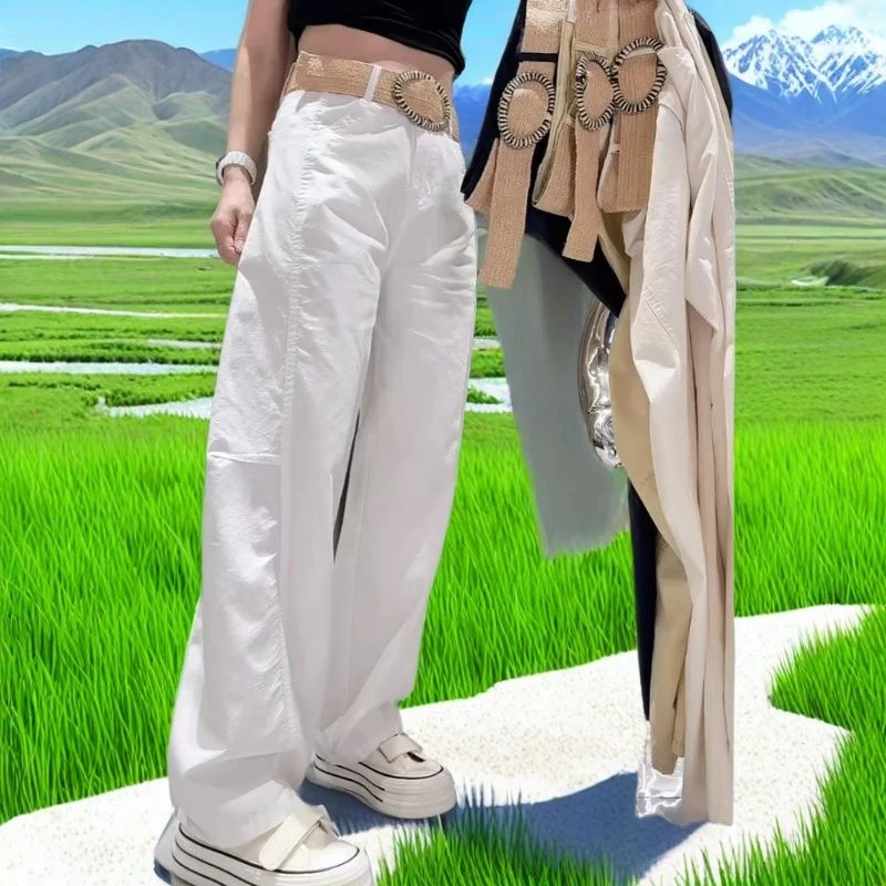 2025大码女装胖MM高腰显瘦薄款直筒裤夏季新款时尚弯刀阔腿裤子女