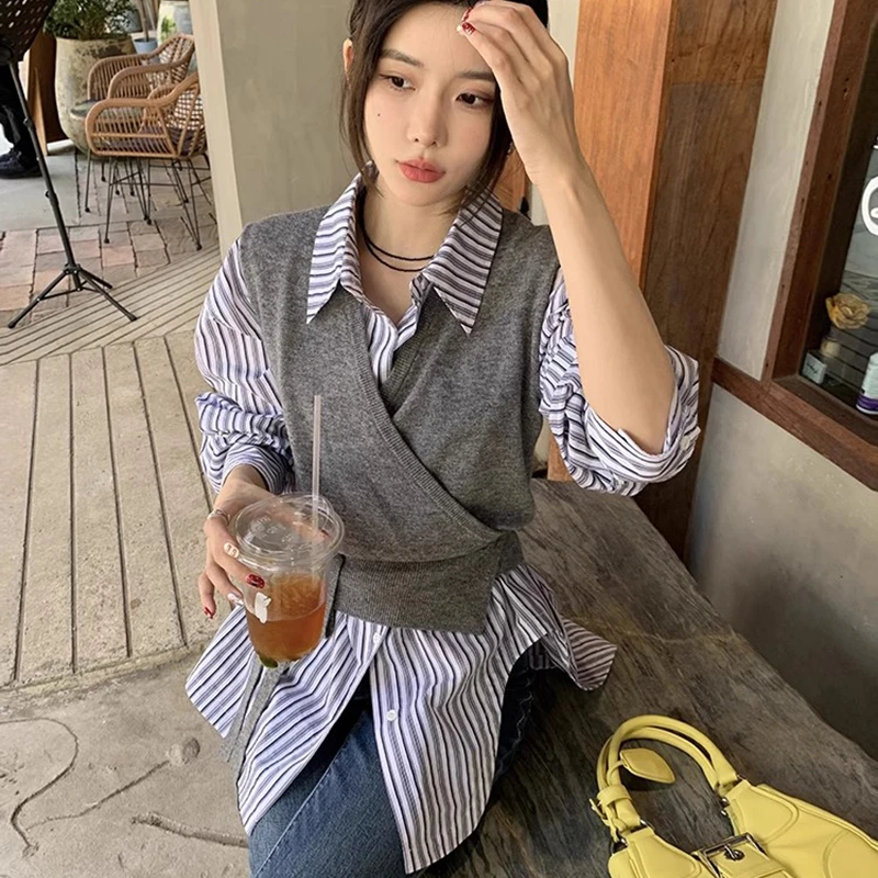 简约绑带马甲针织衫QH241009