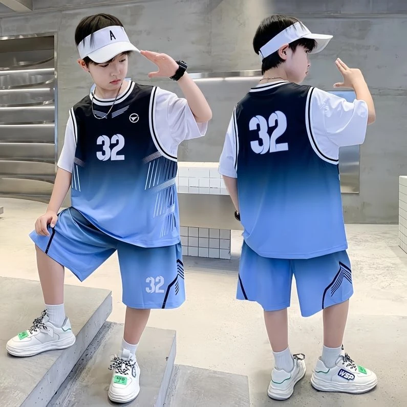 儿童篮球服夏季男童速干运动短袖套装中大童宽松球衣32号训练服潮