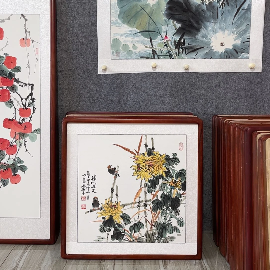 国画书画作品带框63×63