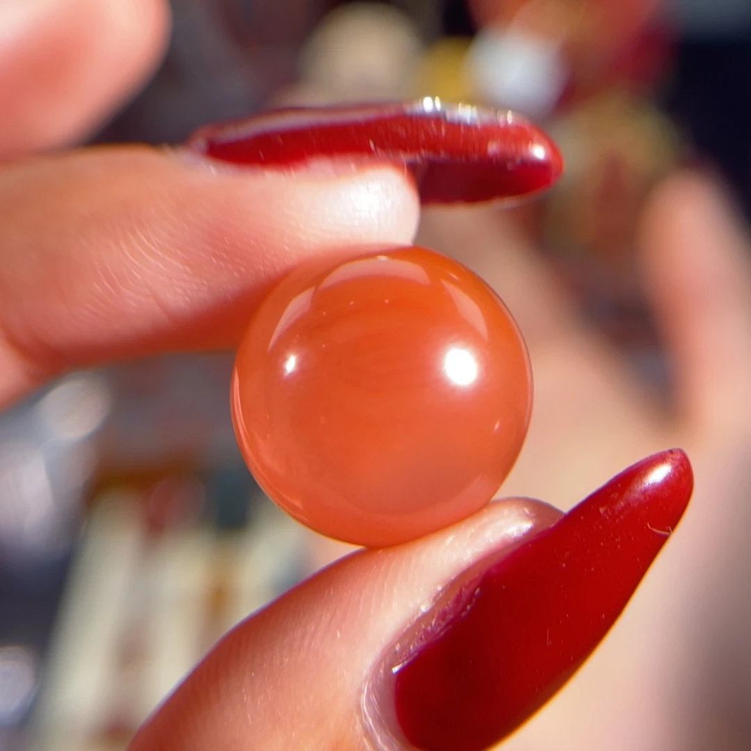 南红玛瑙大黑洞冰飘圆珠16.7mm未镶嵌