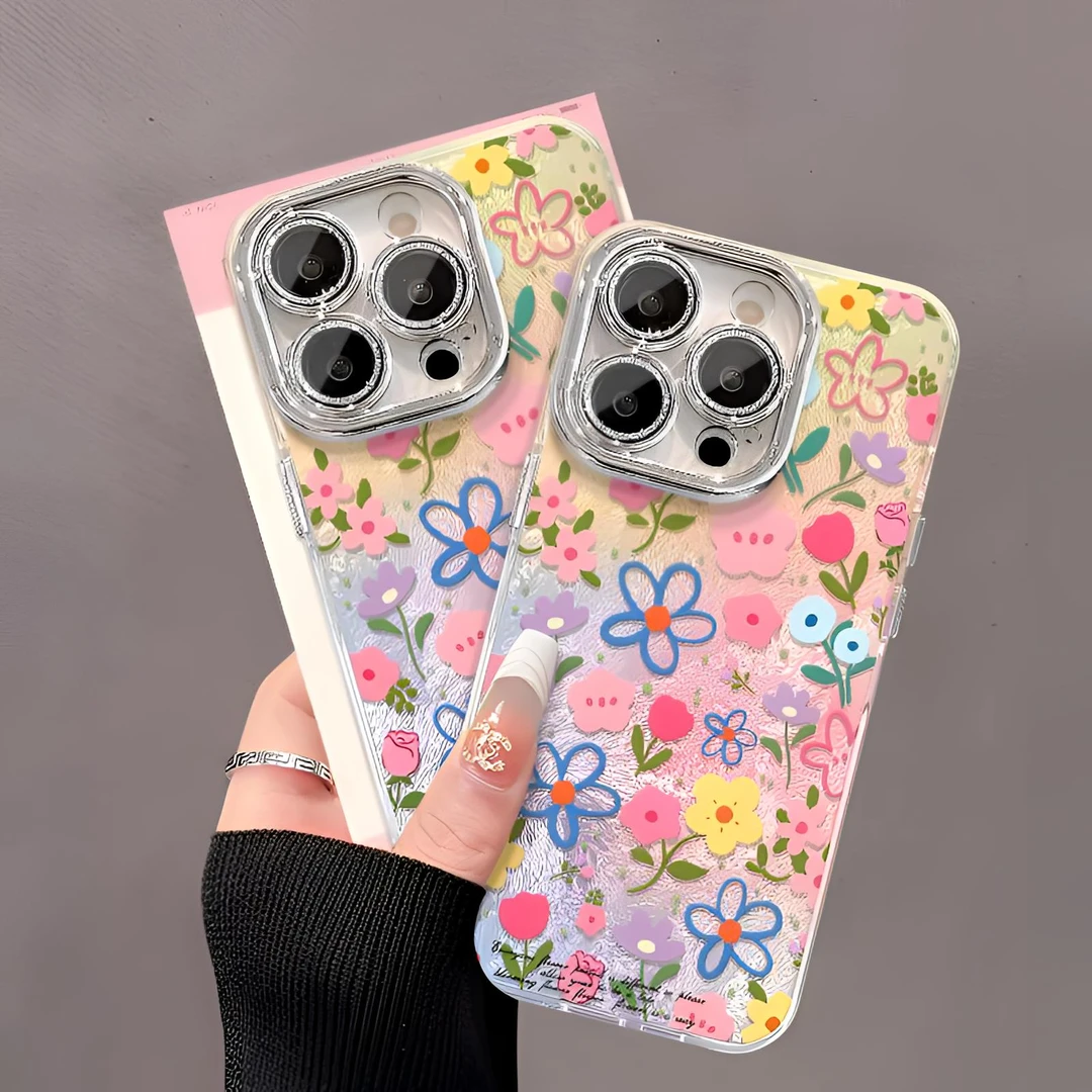 多巴胺花朵适用苹果16pro手机壳15高级感14春夏清新13防摔12新款
