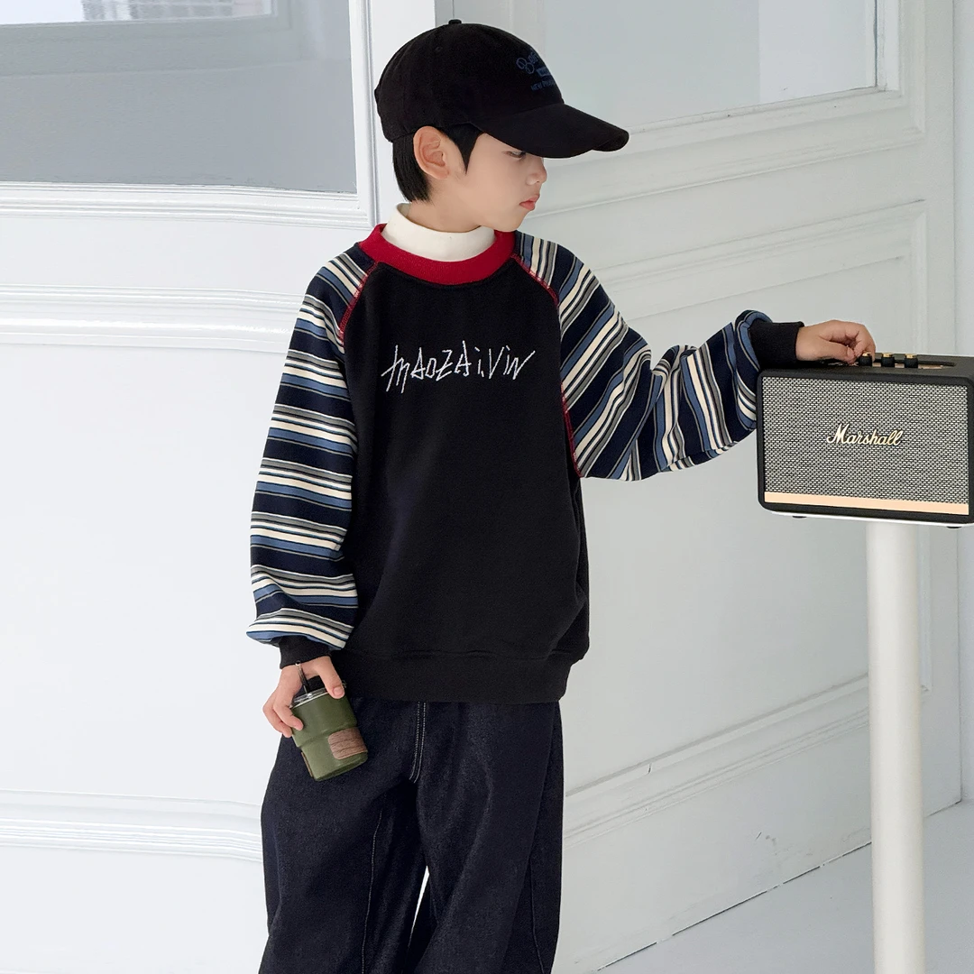 儿童装男童冬装加绒卫衣2025新款男孩秋冬款加厚中大童冬季上衣潮