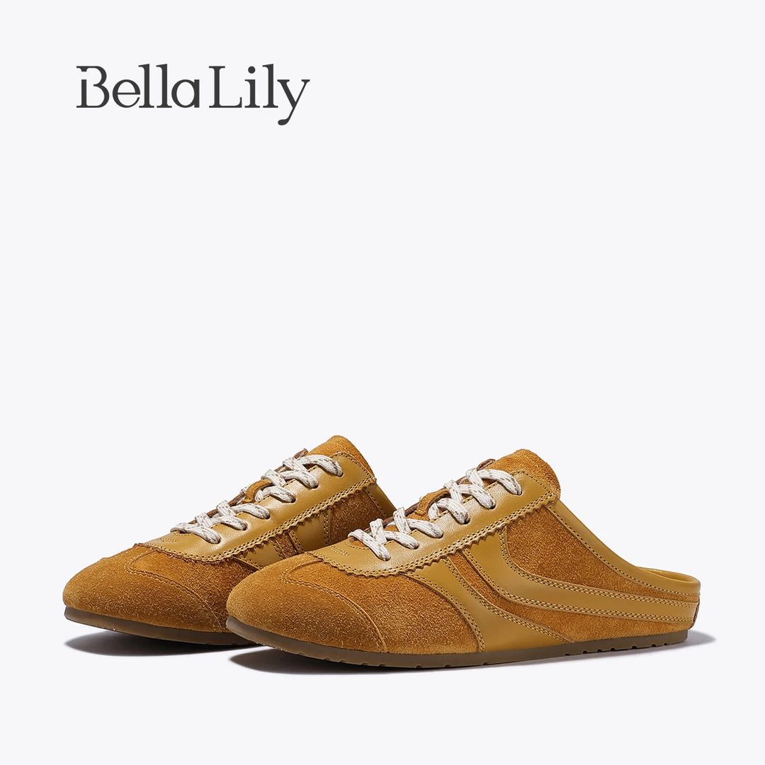 BellaLily2025夏季新款外穿包头拖半拖鞋女复古百搭一脚蹬德训鞋