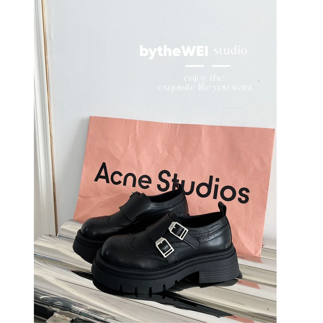 bytheWEI【悸动山茶】2025春季新款经典小皮鞋女厚底乐福鞋207-002