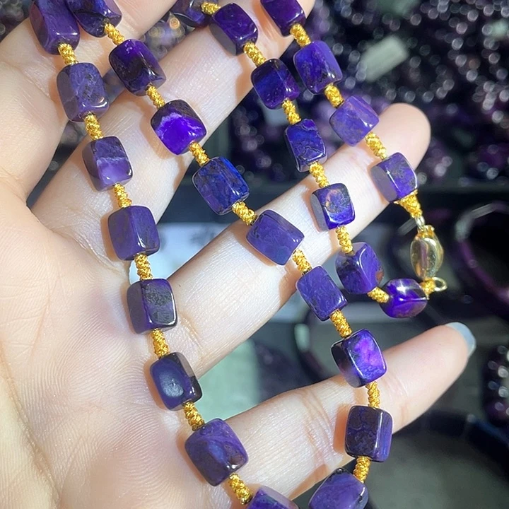 苏纪石（舒俱来）银S925镶嵌颈饰凝胶玉化帝王紫方糖