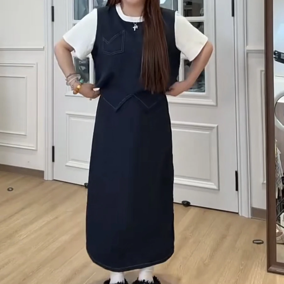 9505-2025年夏季新款时尚洋气拼接设计感百搭显瘦两件套