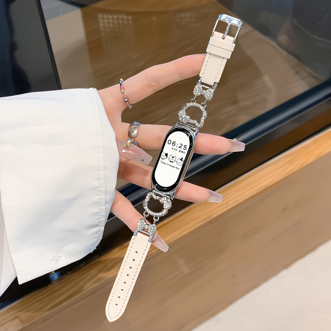 公主皮肤适用小米手环10表带时尚高级KT镂空钻猫小米9/8手环表带