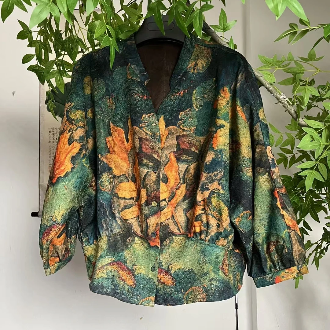 【佳鑫香云纱】桑蚕丝香云纱国风上衣百搭精致高端XJ-86333