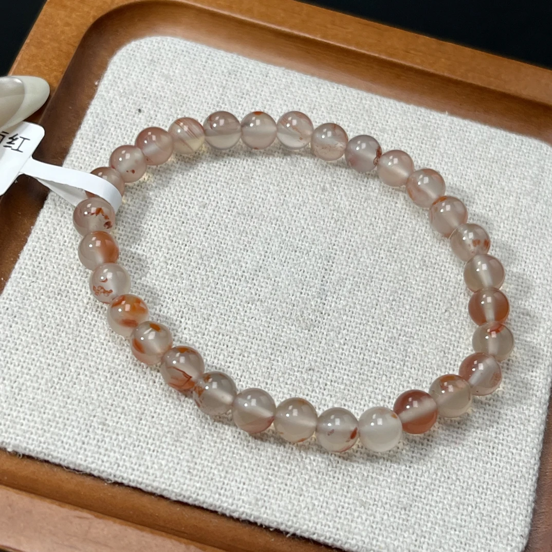 天然原矿瓦西九口南红玛瑙冰飘花圆珠手串尺寸约6毫米AC0828