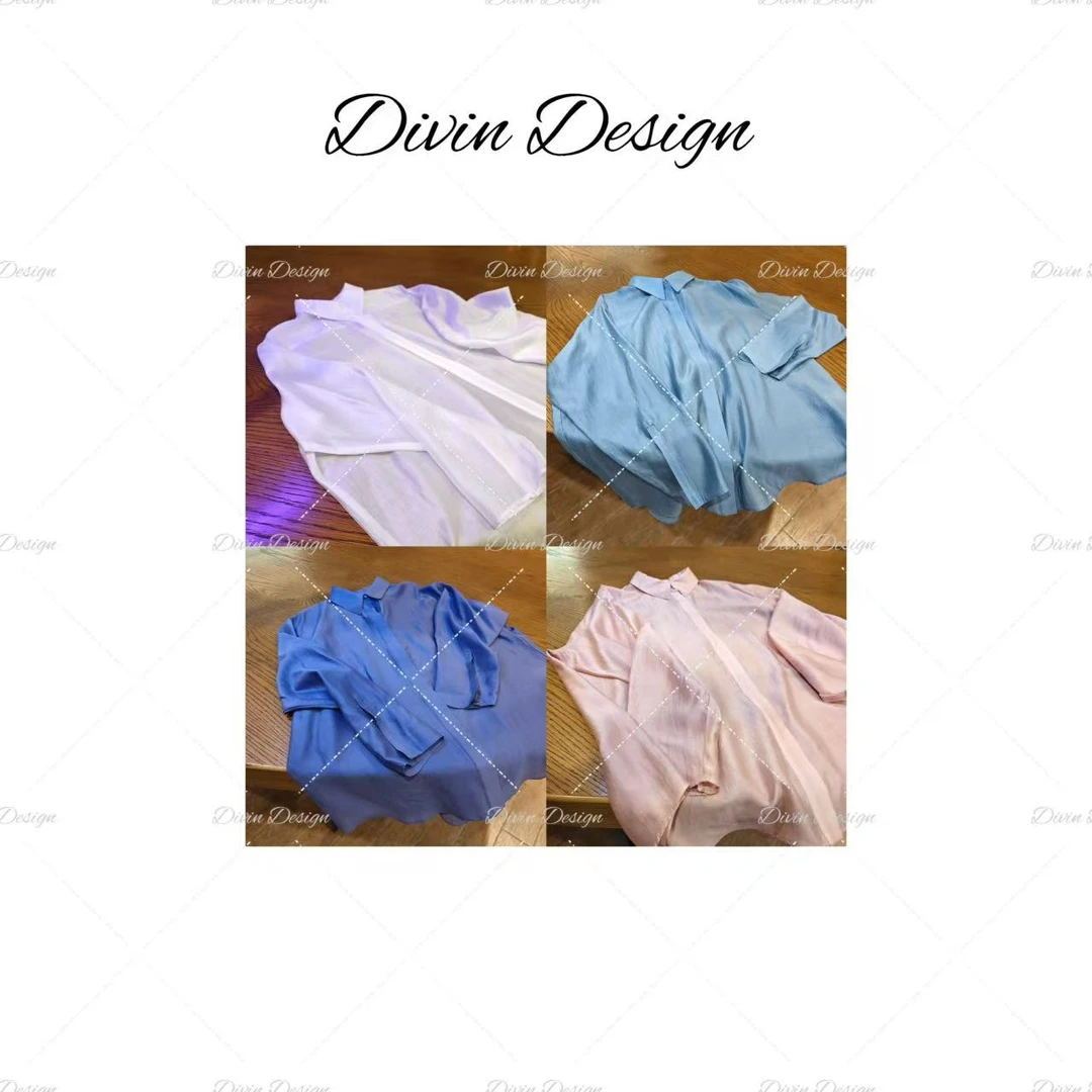 Divin【璀璨人生】进口莱赛尔天丝丝缎光感防晒衬衫miu系慵懒廓形