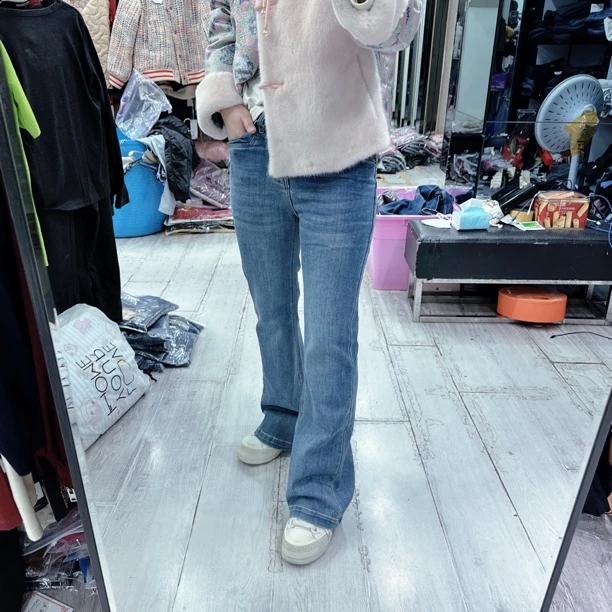 超柔水洗春款四季弹力简约喇叭牛仔裤6210品