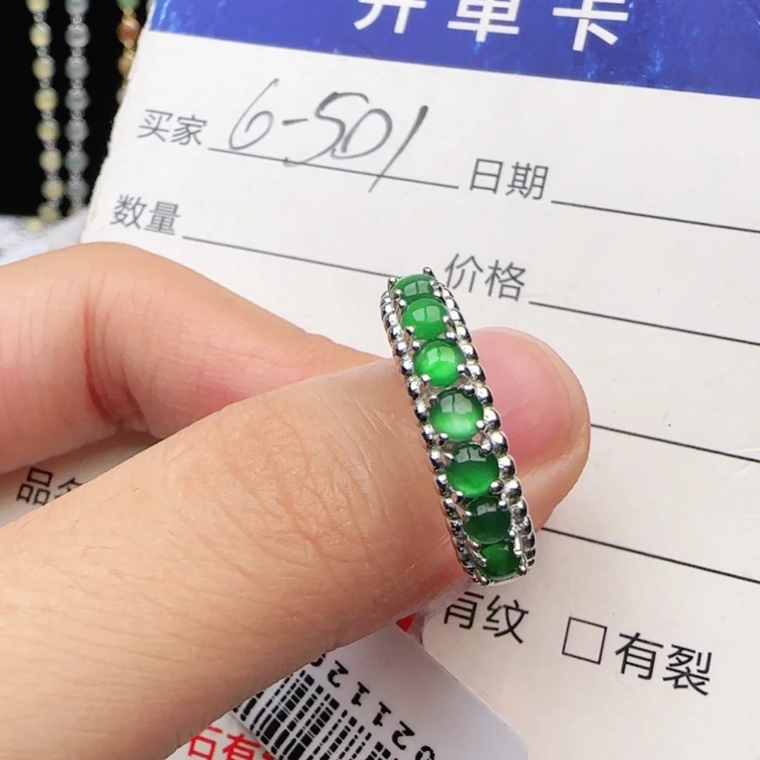 翡翠戒指银S925镶嵌?***璃戒指