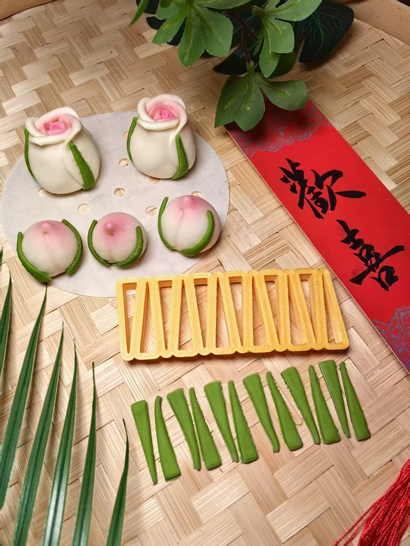 迷你小寿桃叶子模具玫瑰花叶子量产三角形包子馒头子母桃配件模具