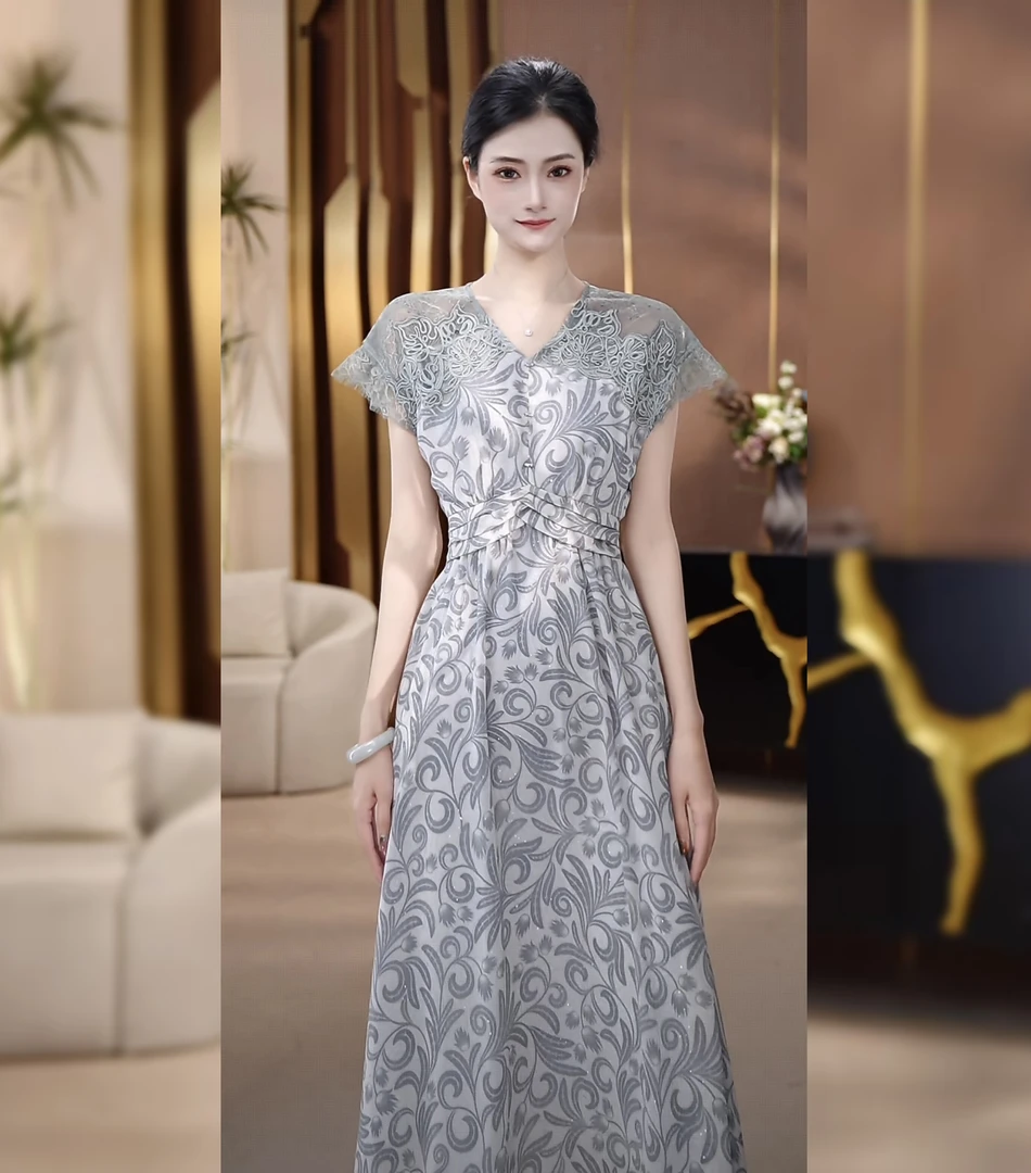 UNIQUE U:US【风信子编号31】浪漫撒银蕾丝刺绣凉感连衣裙252505