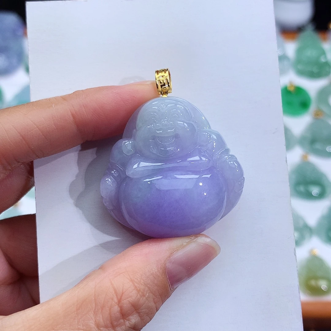 翡翠18K金镶嵌颈饰翡翠吊坠