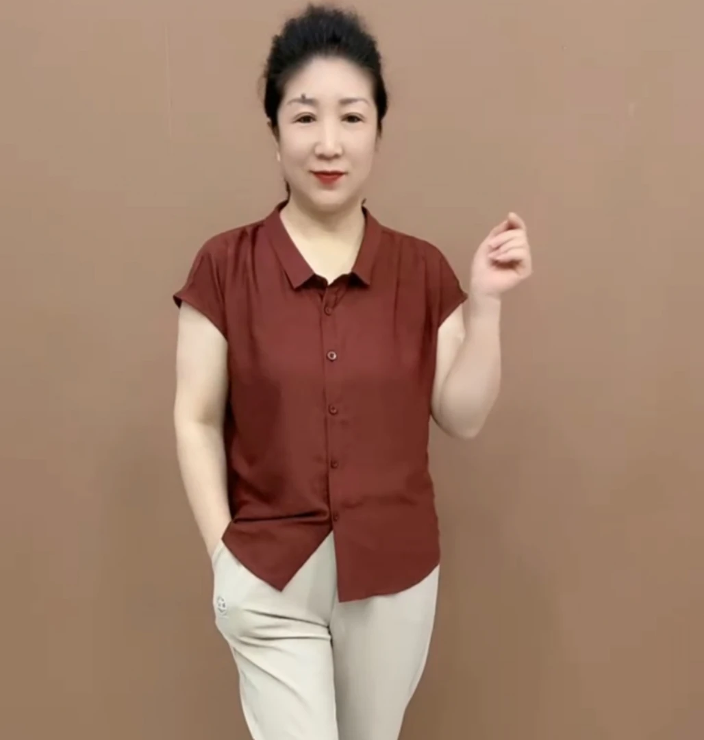 《专柜品质》夏季新款洋气宽松气质女士纯色中老年妈妈装女装