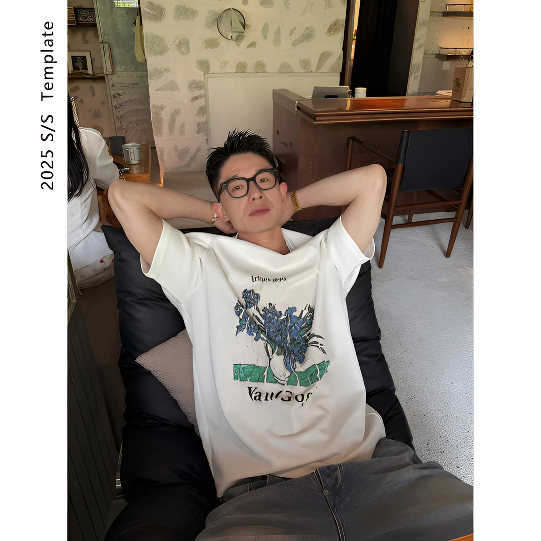 DUPU CONTRACTED【鸢尾花】艺术主题230g直喷印花廓形短袖TEE