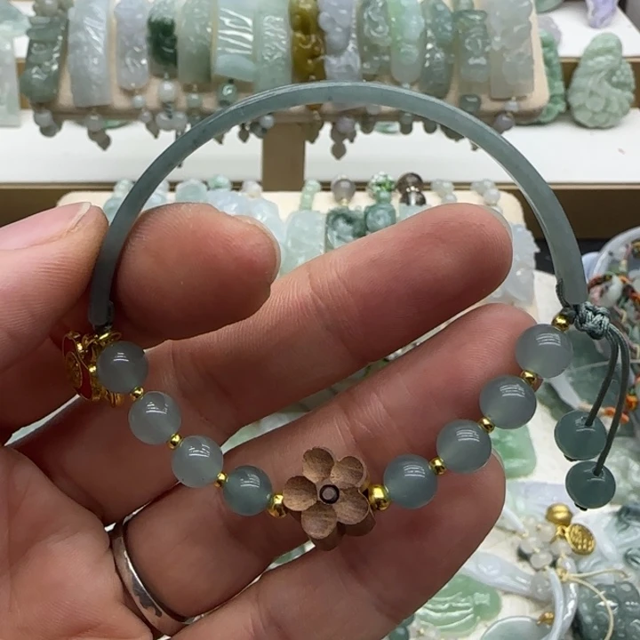 幺***妹翡翠未镶嵌手链半镯