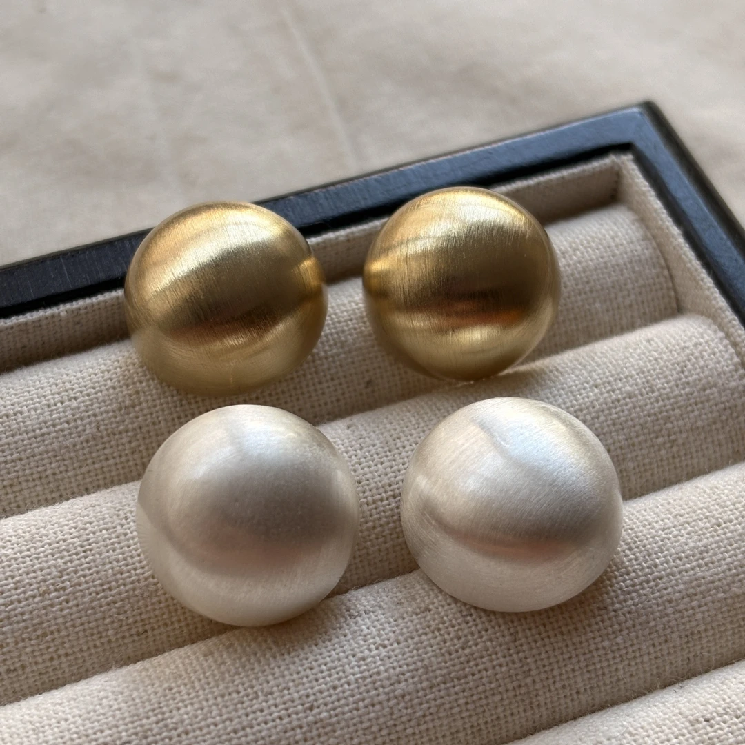 合金耳饰 SITUOO饰图小众设计款“金漾”拉丝圆形耳饰简约气质轻奢