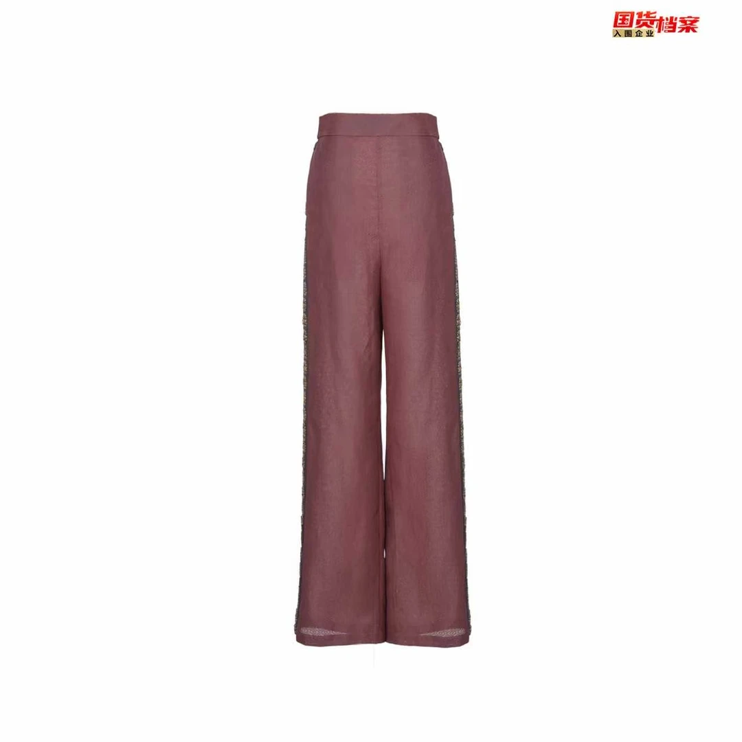 【直觉.自由】芝兰胜韵-设计师香云纱重工刺绣秀款裤-8747