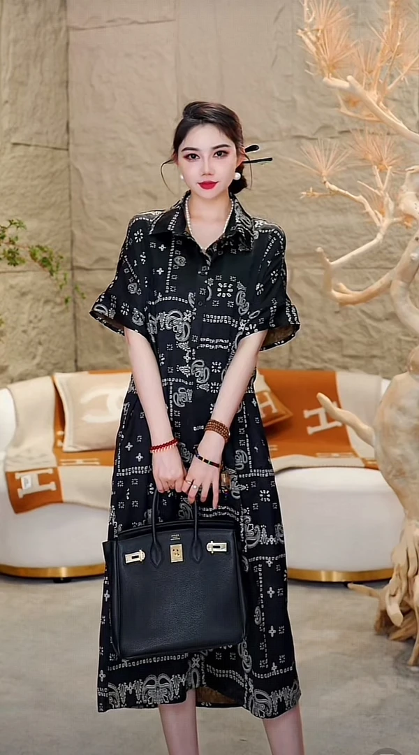 高奢严选丨黑调逸致丨显瘦百搭气质时尚大码中长款连衣裙-2024#