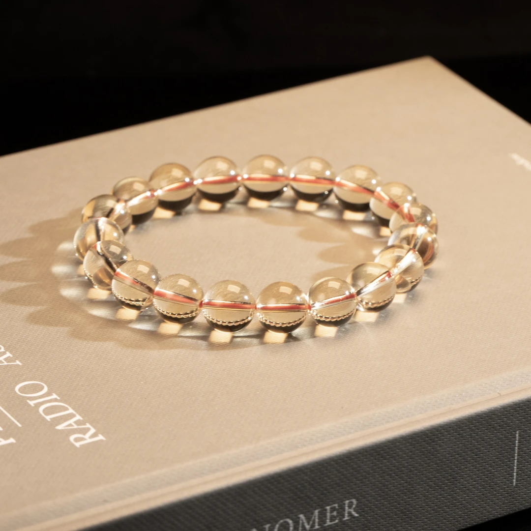 晶匠天然黄水晶圆珠手串10MM+多样性发一编号M38008