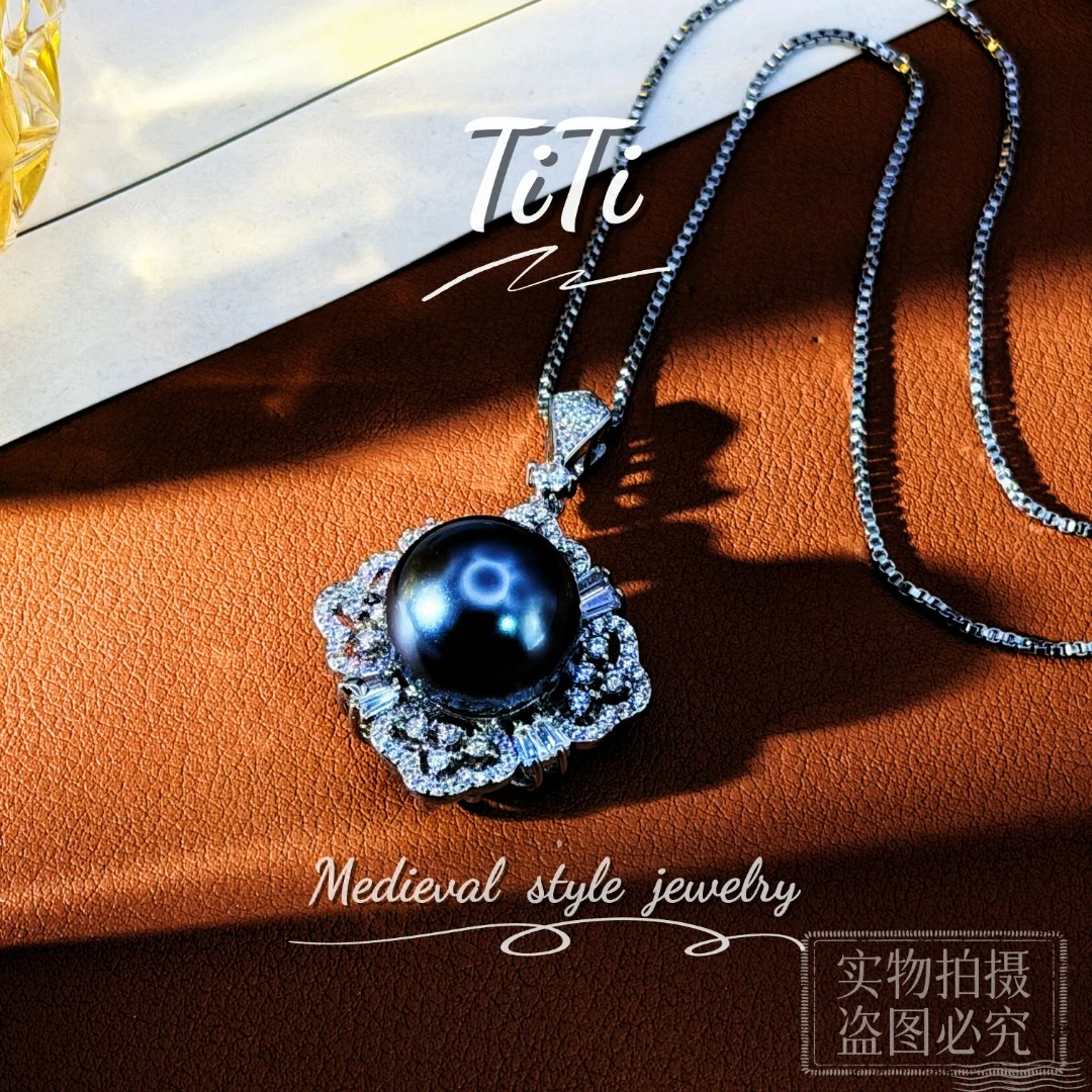 铜合金项链 HL267【TITI专属】秋冬法式复古感铂金灰珠珠项链