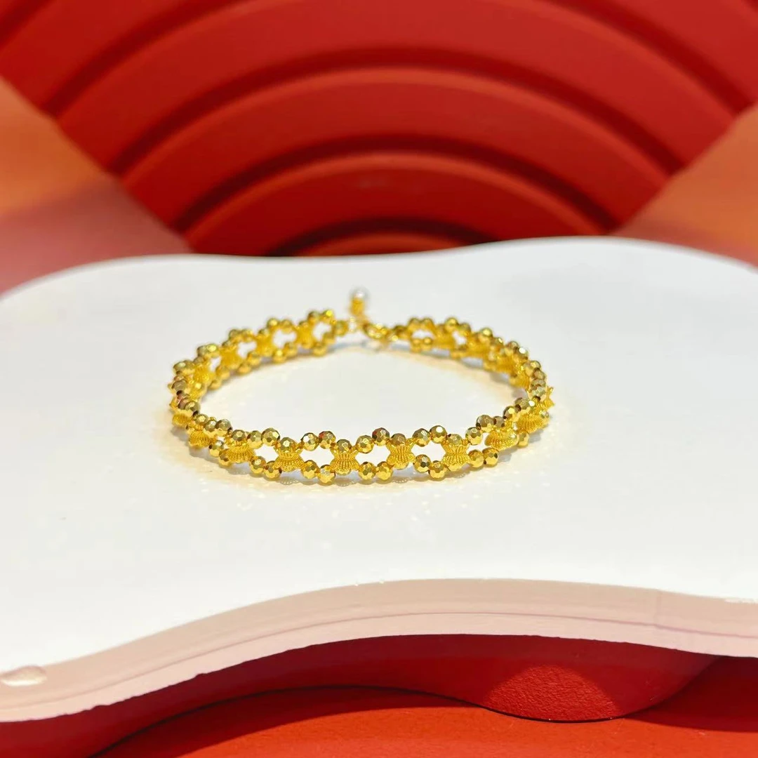 18K金仙女蕾丝爆闪珠珠豆豆手链HNZ7527