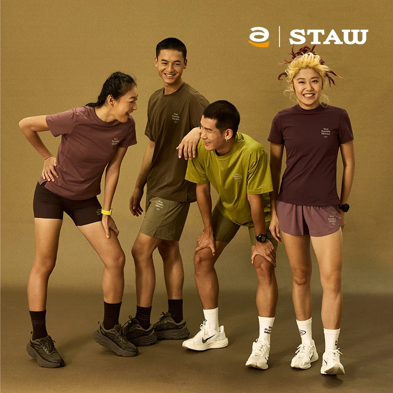 STAW世拓新款城市运动基础跑步短袖COOLMAX训练马拉松T恤男速干衣