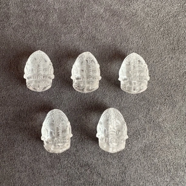 白水晶大雕刻件象神花花醒狮度母