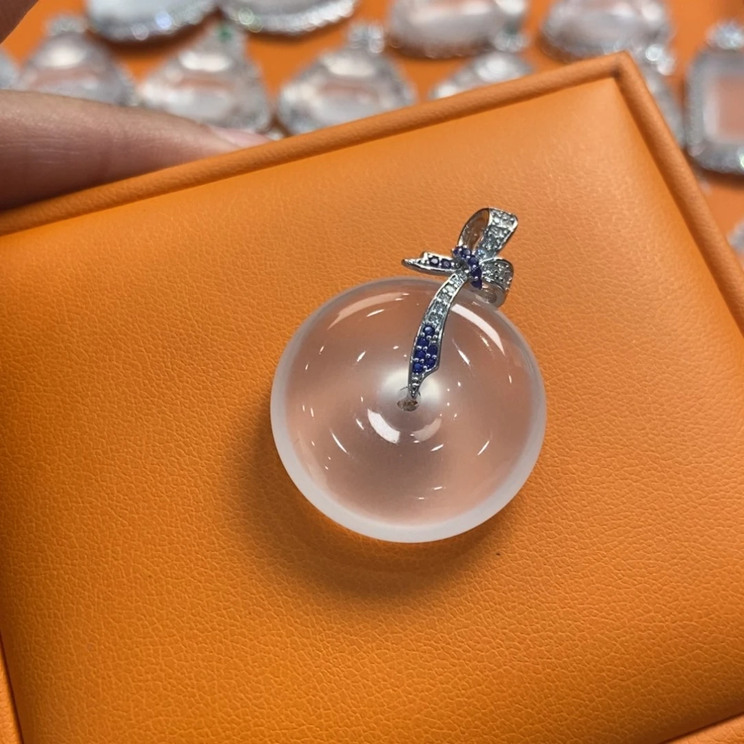 石英质玉吊坠(赠链)银S925镶嵌