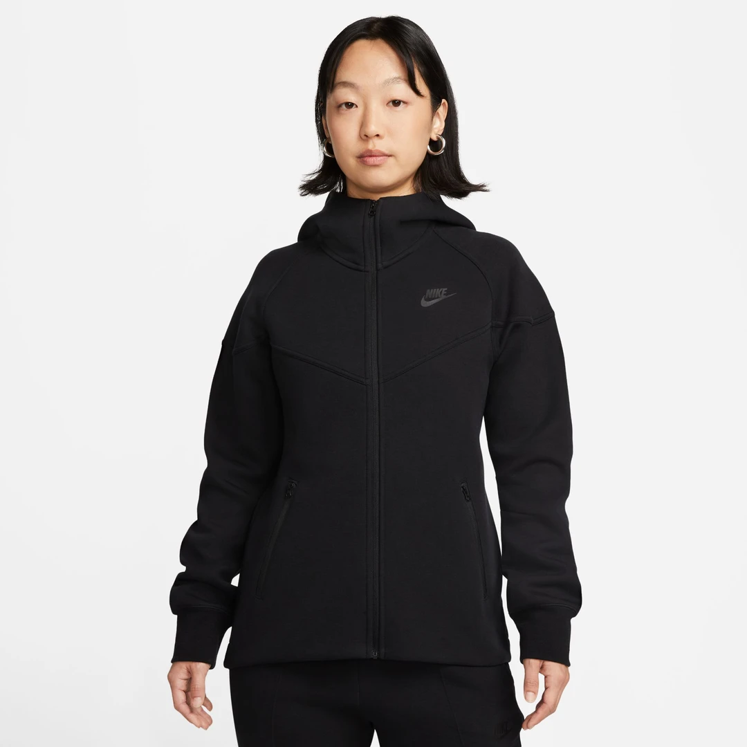 NIKE耐克TECH女子春新款logo印花运动休闲连帽夹克外套FB8339-010
